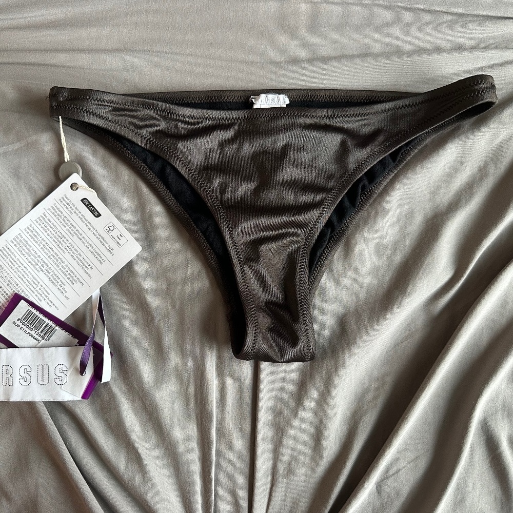 NWT  Versus Versace Sparkly Bikini Swim Bottom Brown Size 6 New $200